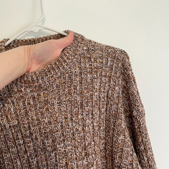 UNIVERSAL THREAD Crewneck Pullover Sweater Brown White Gray Chunky Knit Cotton M - Picture 7 of 14